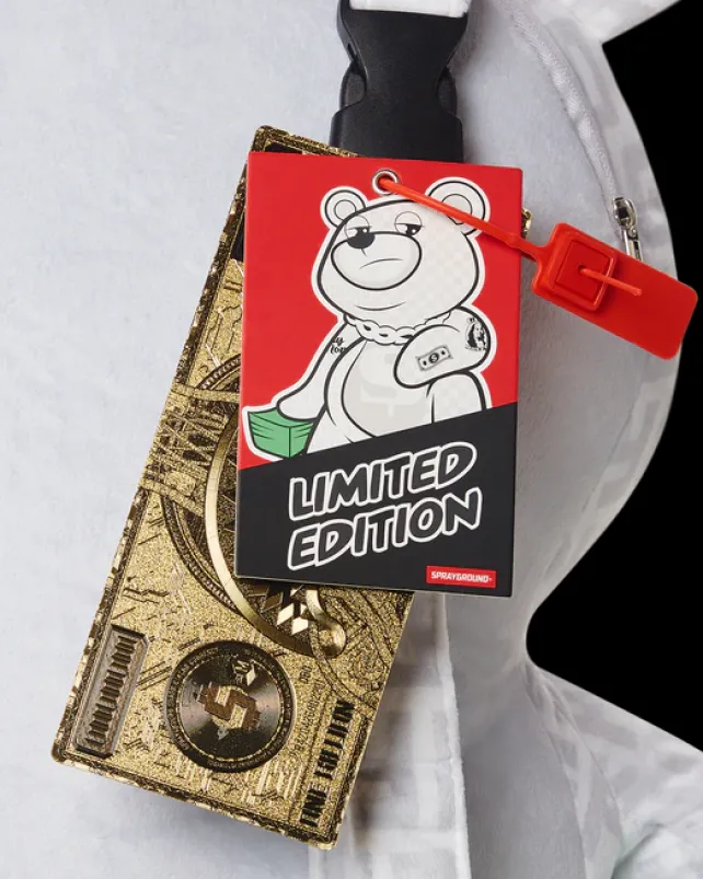 TEDDY BEAR BACKPACKS|BACKPACKS>SPRAYGROUND SPLIT THE CHECK (PEARL) MONEYBEAR TEDDYBEAR BACKPACK