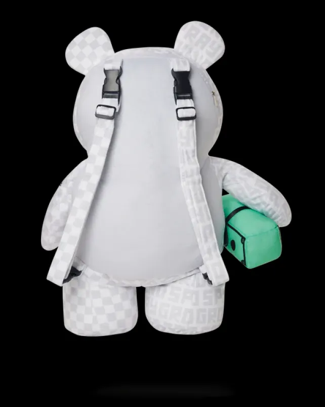 TEDDY BEAR BACKPACKS|BACKPACKS>SPRAYGROUND SPLIT THE CHECK (PEARL) MONEYBEAR TEDDYBEAR BACKPACK