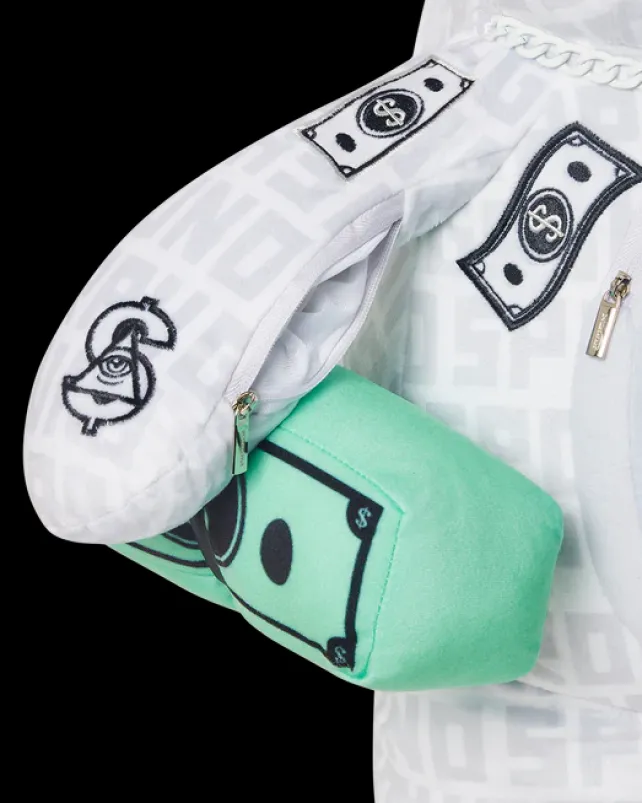 TEDDY BEAR BACKPACKS|BACKPACKS>SPRAYGROUND SPLIT THE CHECK (PEARL) MONEYBEAR TEDDYBEAR BACKPACK