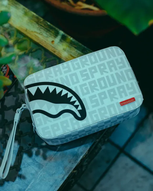 TOILETRIES AKA MONEY BAGS>SPRAYGROUND SPLIT THE CHECK (PEARL) TOILETRY BAG