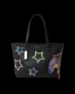 TOTES|HANDBAGS>SPRAYGROUND STAR RACER A.I.7 SANDFLOWER COLLAB BEADED TOTE
