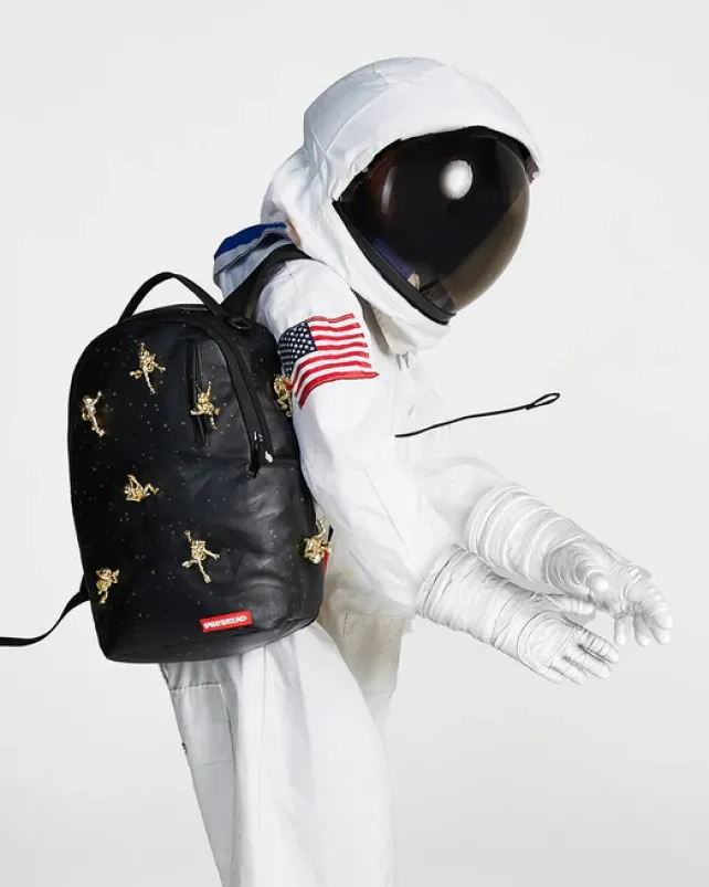 BACKPACKS>SPRAYGROUND THE LOST IN SPACE BACKPACK (10 3D GOLD METAL ASTRONAUTS)