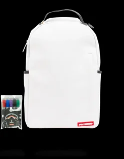 BACKPACKS>SPRAYGROUND THE DIY WHITE BACKPACK (VEGAN LEATHER u0026 INNER MONEY LINING) u0026 MARKERS INCLUDED