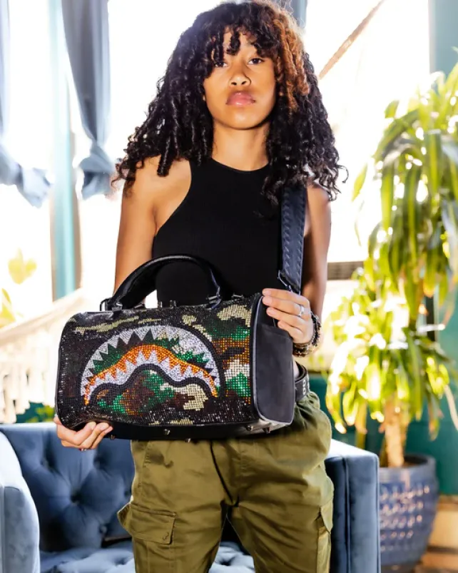 DUFFLES>SPRAYGROUND TRINITY CAMO MINI DUFFLE
