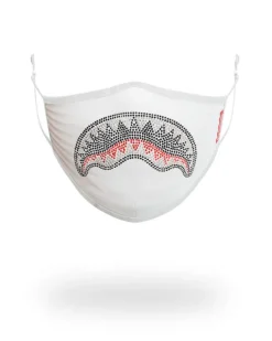 FACE MASKS>SPRAYGROUND TRINITY DIAMOND SHARK (WHT) POLYESTER FACE MASK