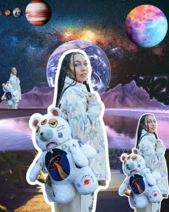 TEDDY BEAR BACKPACKS|BACKPACKS>SPRAYGROUND UFO SPACED OUT MONEYBEAR TEDDYBEAR BACKPACK