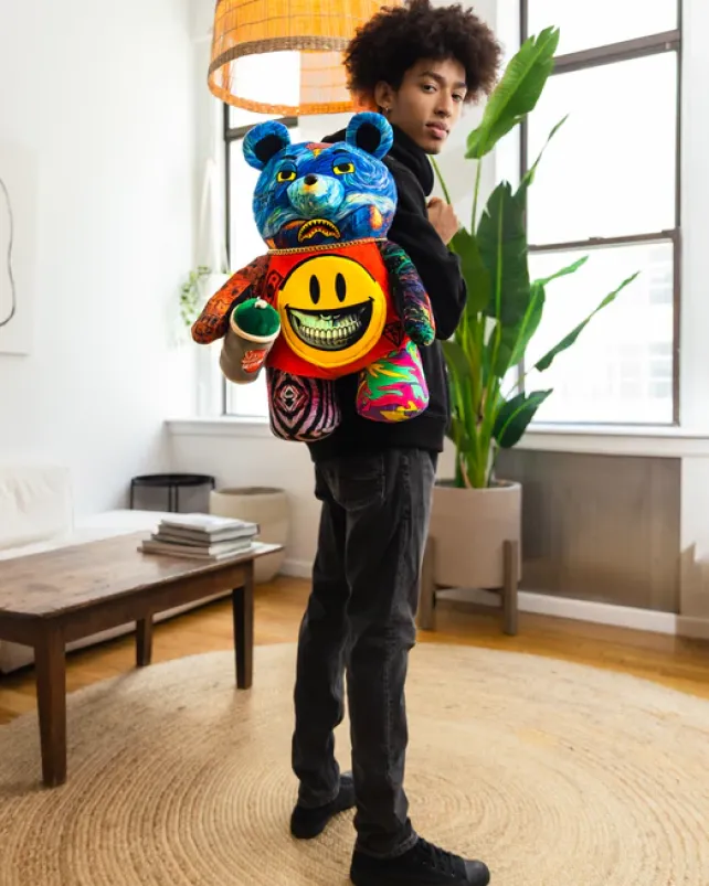 TEDDY BEAR BACKPACKS|BACKPACKS>SPRAYGROUND VILLAIN MONEY BEAR TEDDYBEAR RON ENGLISH EDITION BACKPACK