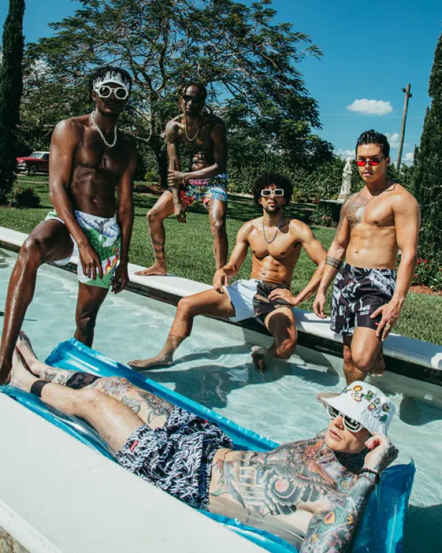 SWIMWEAR>SPRAYGROUND WTF ART SHOTO SWIM TRUNKS