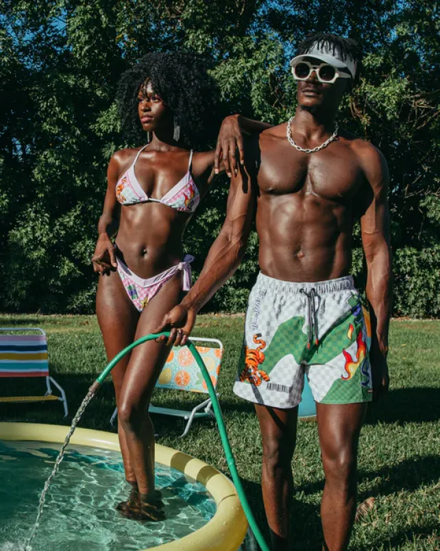SWIMWEAR>SPRAYGROUND WTF ART SHOTO SWIM TRUNKS
