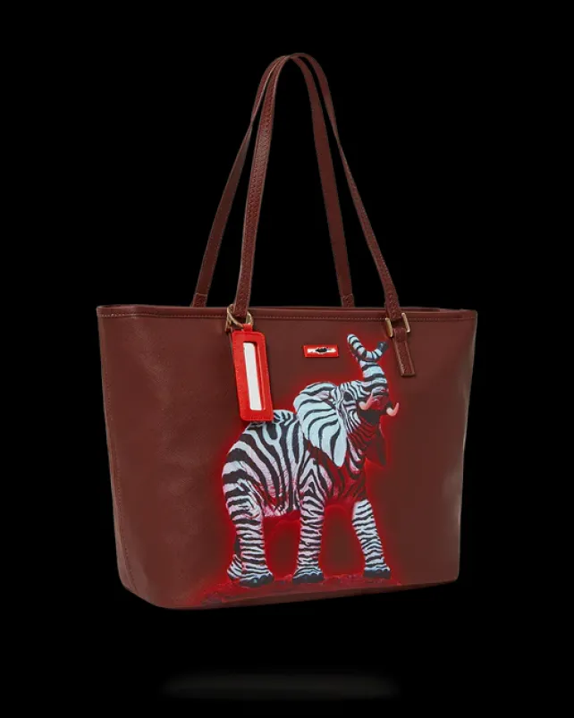 TOTES|HANDBAGS>SPRAYGROUND ZEBRA ELEPHANT RON ENGLISH COLLAB TOTE